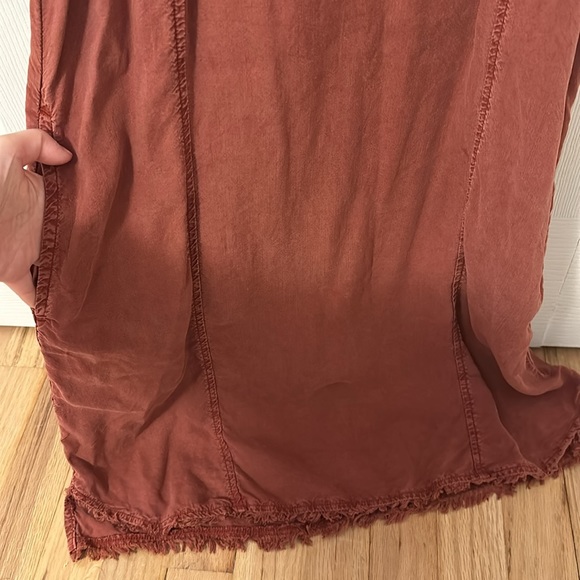 Anthropologie Cloth & Stone rustic burnt orange Fringed Hem Halter Dress xsmall - Picture 5 of 8